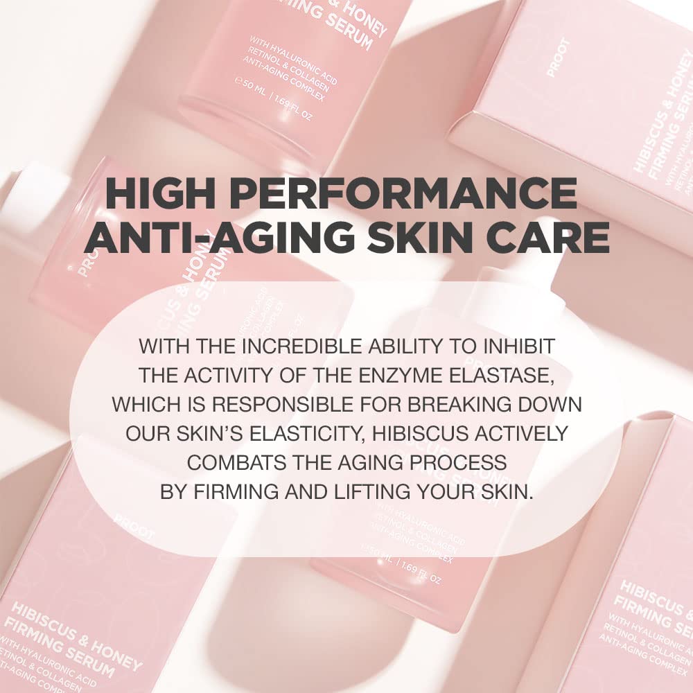 PROOT Hibiscus and Honey Firming Serum with Retinol, Hyaluronic Acid and Collagen Complex, 1.7 oz