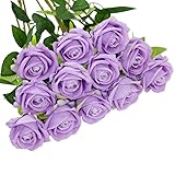 Olrla 12PCS Artificial Rose Flower Purple, Single