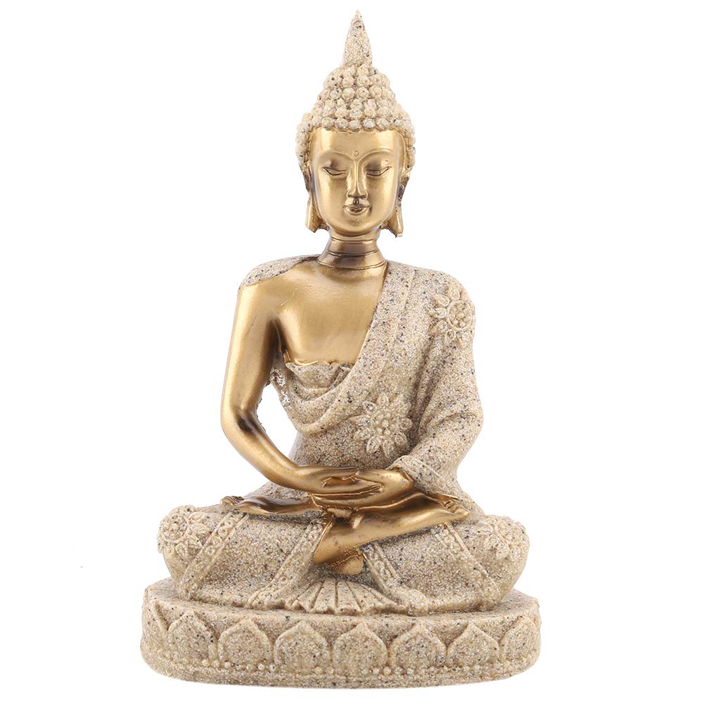 Meditation Buddha Statue Thai Buddha Ornament Zen Garden Buddha Statue Small Buddha Figurine Feng Shui Buddha Ornaments for the Home(A gold)