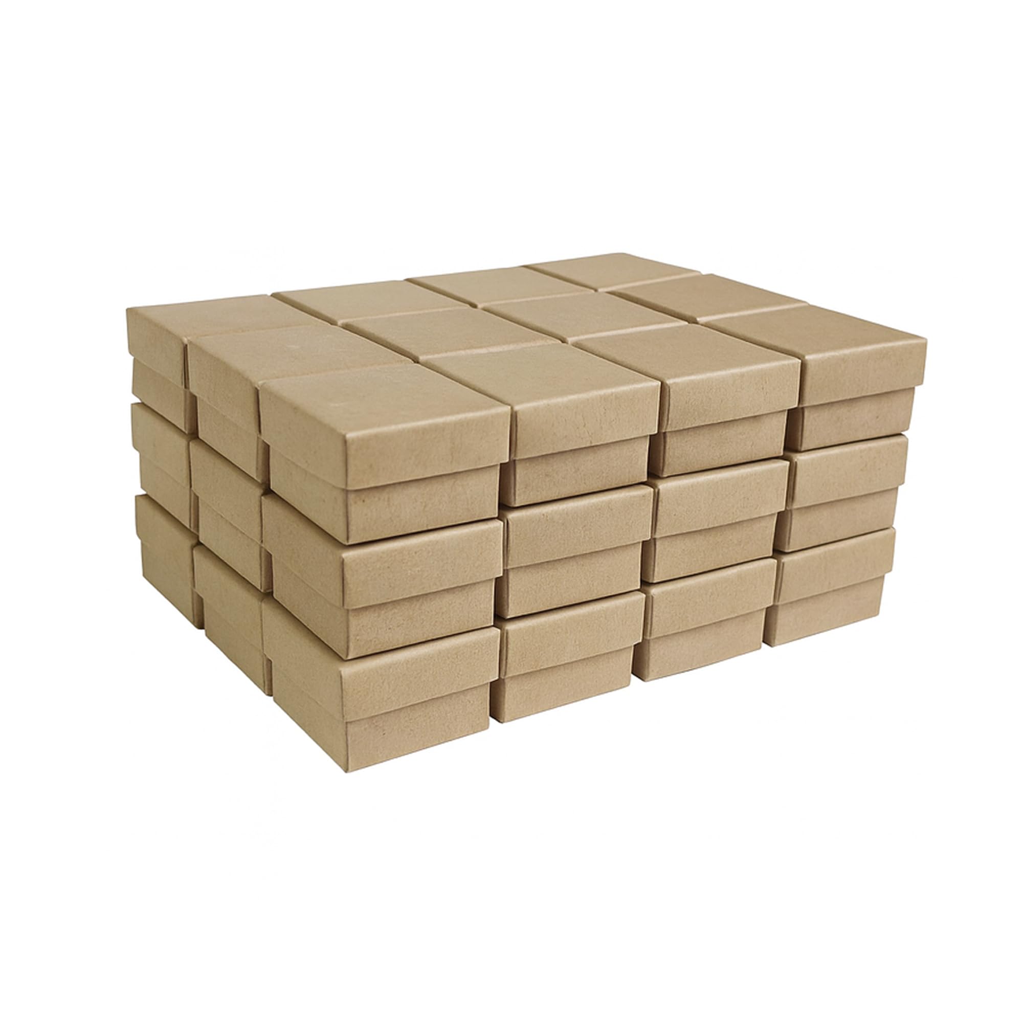 Emartbuy Set of 24 Brown Square Cardboard Jewellery Ring Boxes, Gift Box for Anniversaries, Weddings, Birthdays Size - 5 cm x 5 cm x 4 cm