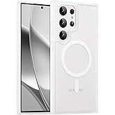 RALEAVO for Samsung Galaxy S25 Ultra Case Strong Magnetic Case [Compatible with Magsafe] Slim Shockproof Protective Phone Cover for S25 Ultra Phone Case with Translucent Hard Back,White