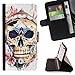 Sony Xperia X Compact Case - Colorful Pattern Flip Wallet Leather Holster Protective Skin Case Cover (Skull Floral Spring Nature Death Petal)