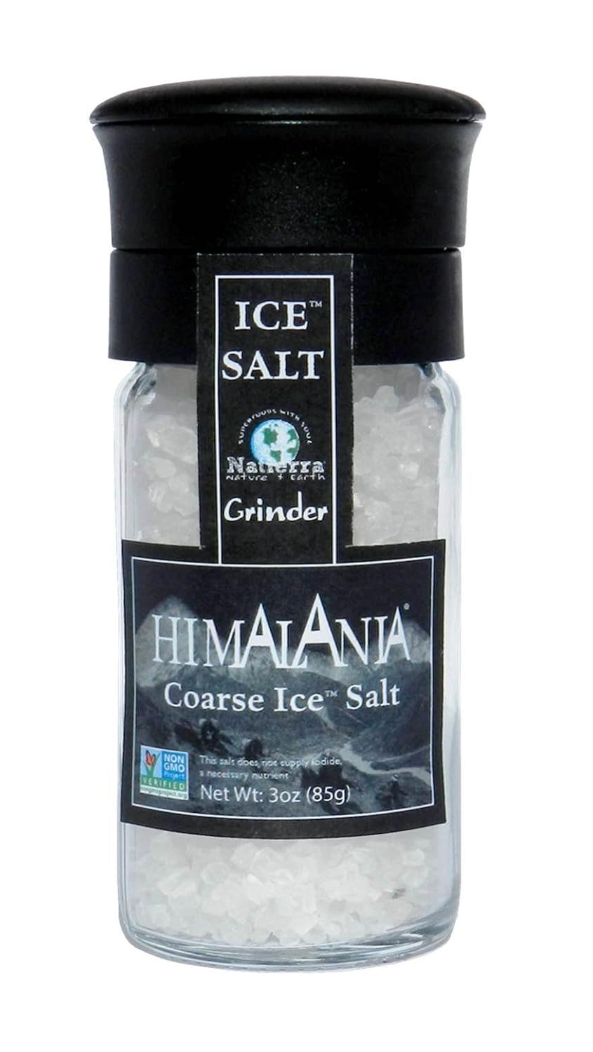 NATIERRA Himalania Himalayan Fine Ice Salt in Glass Jar | Unrefined & Non-GMO | 10 Ounce : Grocery & Gourmet Food