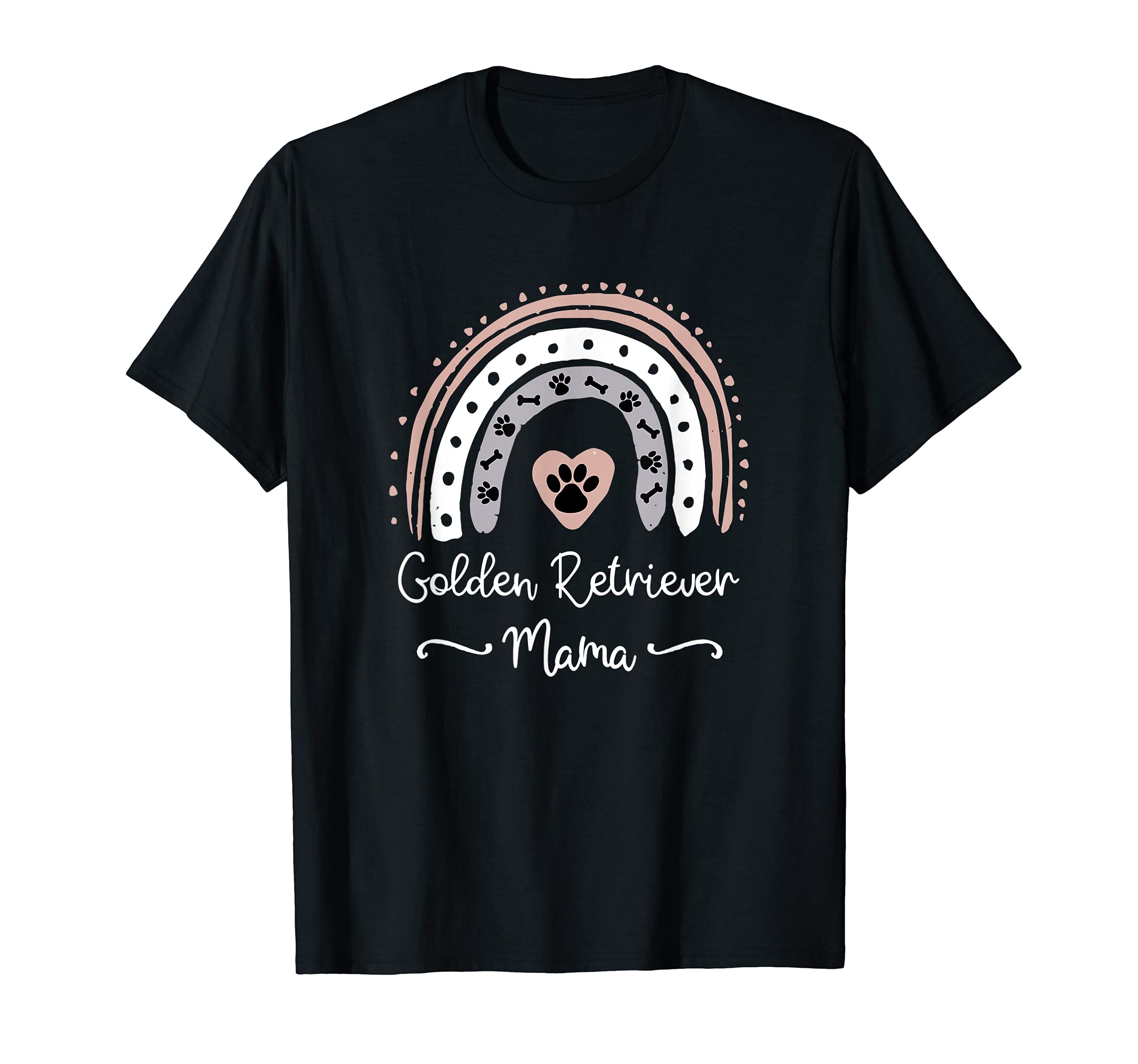 Golden Retriever Mama / Dog Mom Quote Pink Rainbow Cute Paw T-Shirt