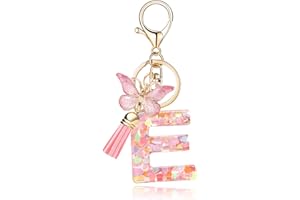 OKAICEN Fashion Alphabet Initial Letter Keychain Tassel Butterfly Pendant Key Ring for Purse Handbags Women Girl