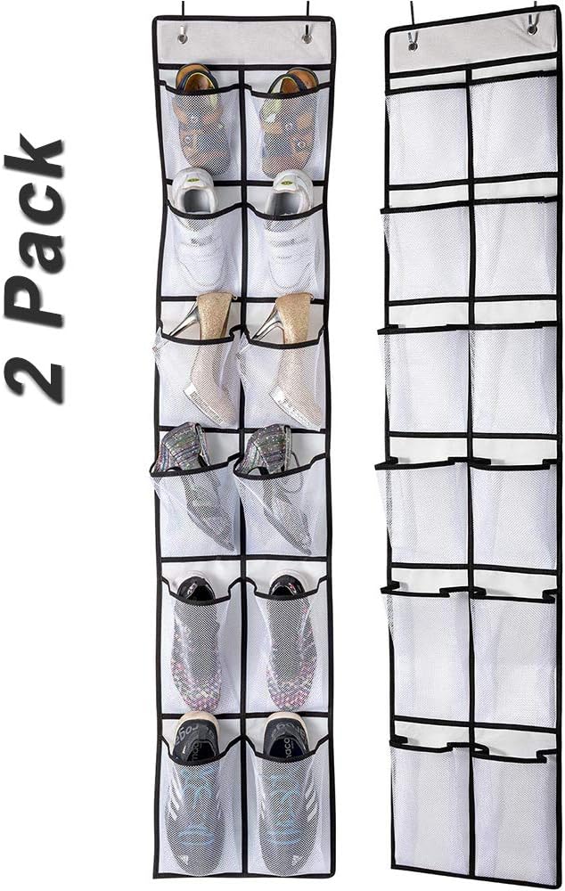 Kimmyer 2er-Pack Schuh-Organizer mit Haken, 12 großen Netztaschen