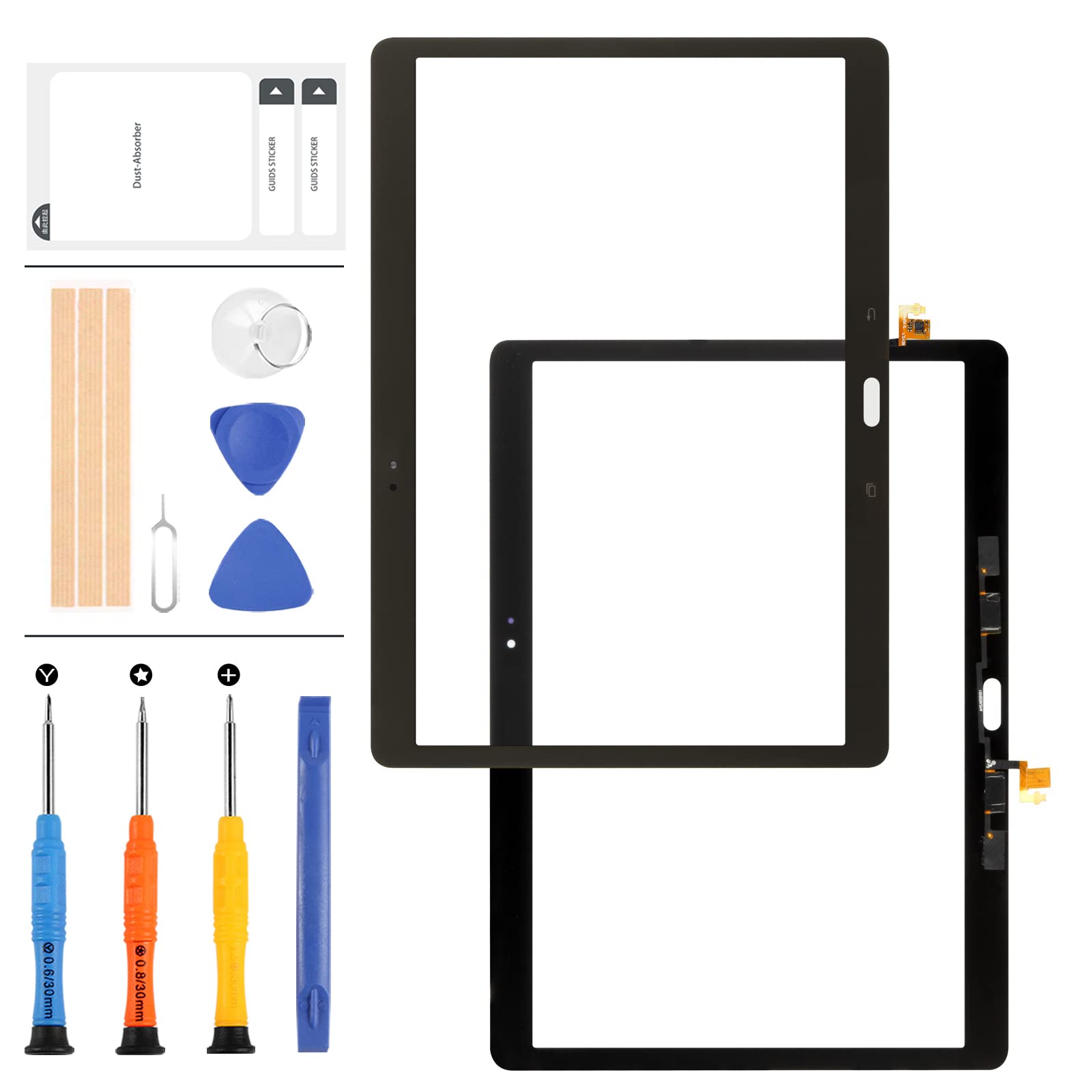 Screen replacement 10.5" For Samsung Galaxy Tab S T800 T805 SM-T800 SM-T805 Touch Screen Digitizer Sensor Full Glass Panel Lens Tablet Repair Parts,with Free Tools + Tape (Black)