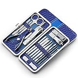 Nail Clippers Set 18pcs in 1 Manicure Foot Pedicure Set Fingernail Toenail Clippers with Portable Travel Case(Blue)