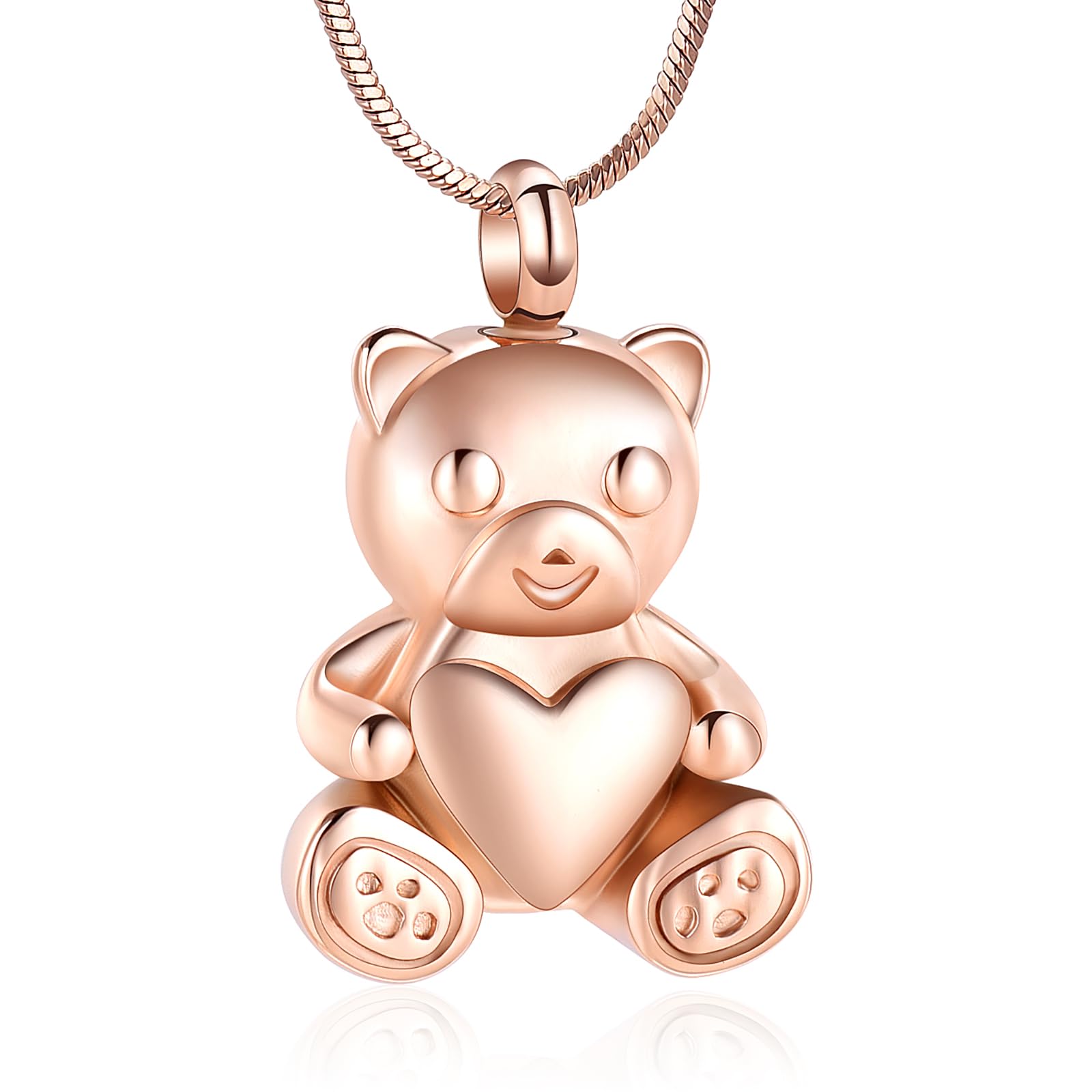 Minicremation Cremation Jewelry for Ashes Always in My Heart Urn Necklace Panda Memorial Keepsake Pendant for Pet/Human (Rose Gold)