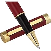 Zalantan Stunning luxury pen fancy pens nice pens for men pure copper heavy feel Office Executive Pen Professional Smooth Writing Pens for journaling with Gift Case with 2 Refills (Red)