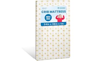 Motherly Haven Breathable Crib Mattress, Washable High Rebound Foam for Baby Cribs, Fits Standard Toddler Beds, Mini Size (38" L x 24" W x 1" H), Sunshine Design