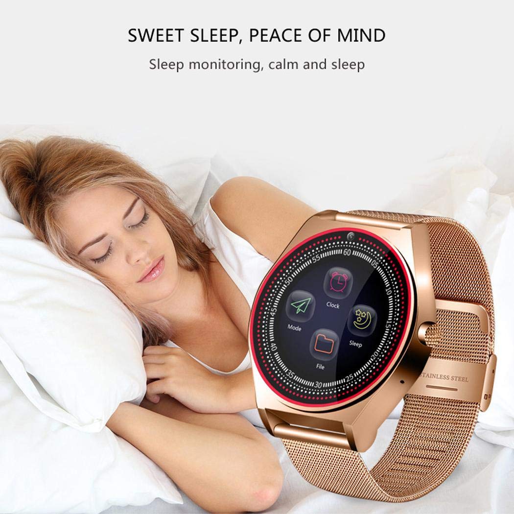 GuGio Bluetooth Smart Watch Fitness Tracker Touchscreen with Camera Waterproof Dustproof Pedometer Sleep Monitor Reminder Music Player Phone Compatible Android iOS