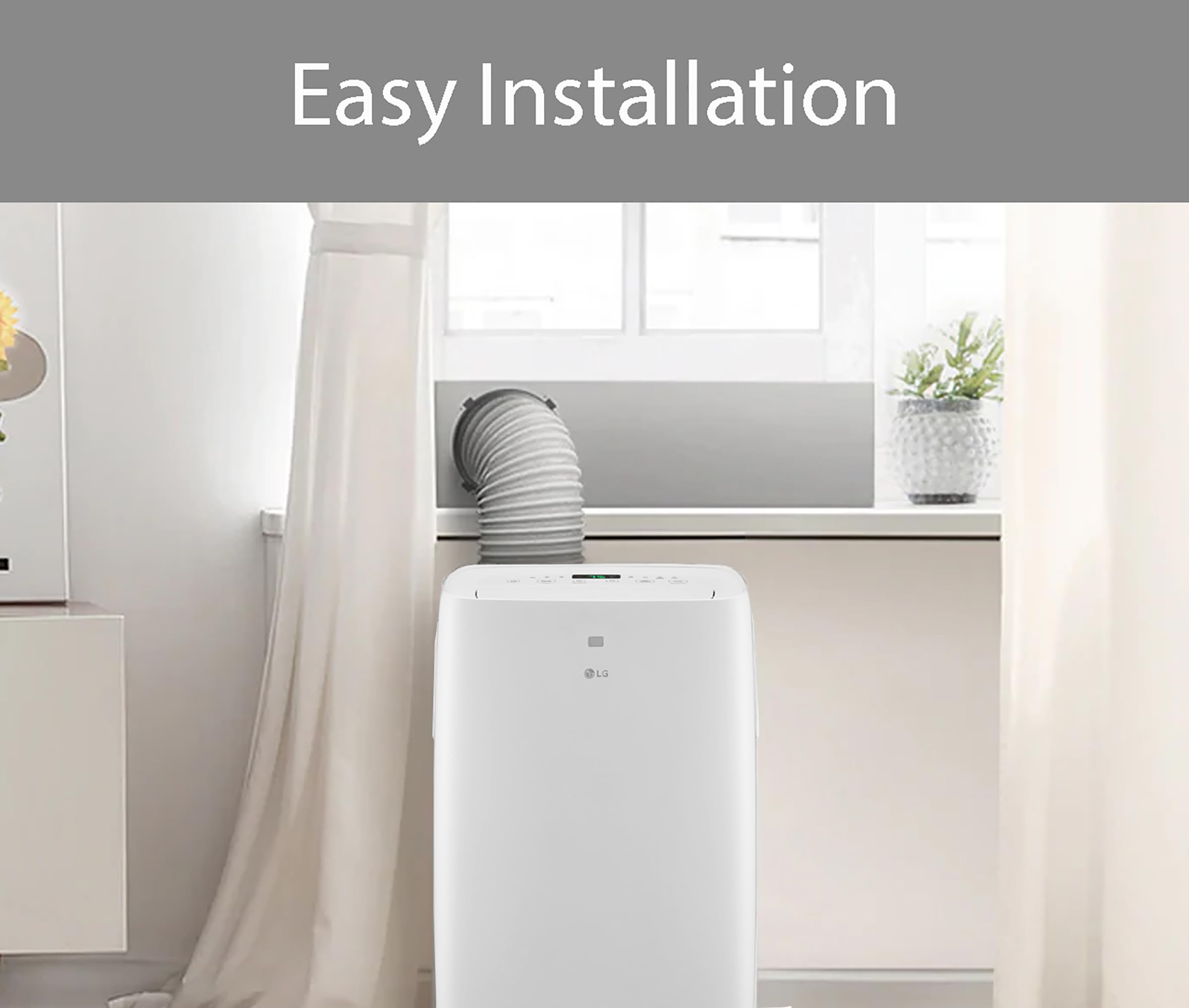 LG 6,000 BTU Portable Air Conditioner, 115V, Cools 250 Sq.Ft. (10' x 25' Room Size), Portable Air Conditioner for Home with Quiet Operation, LCD Remote Control, and Window Installation Kit, White