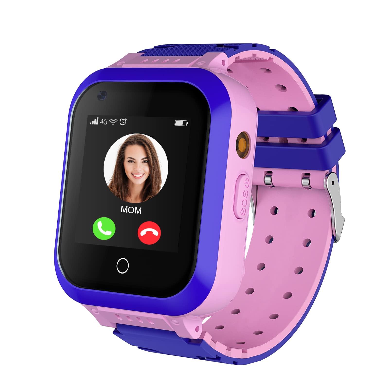 4G Smartwatch for Girls Boys, Smart Watch for Kids, IP67 Waterproof WiFi Smartwatch Phone with GPS Tracker Video Call Phone Call SOS for Kids Children 3-14 Years Old Birthday Gifts (Pink)