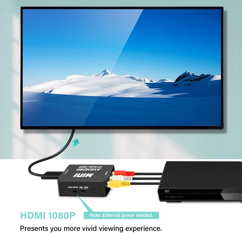 KLKE RCA to HDMI Converter 1080P Mini CVBS to HDMI Composite Video Audio Converter AV to HDMI Converter Supports NTSC PC Laptop Xbox PS4 PS3 TV STB VHS VCR Camera DVD: Electronics