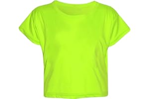 Loxdonz Girls Basic Dance Crop Top Kids Plain Short Sleeve Crop T-Shirt Tees Top
