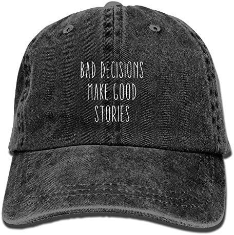 Bad Decisions Make Good STORIESAdjustable Washed Cap Cowboy Baseball Hat Black