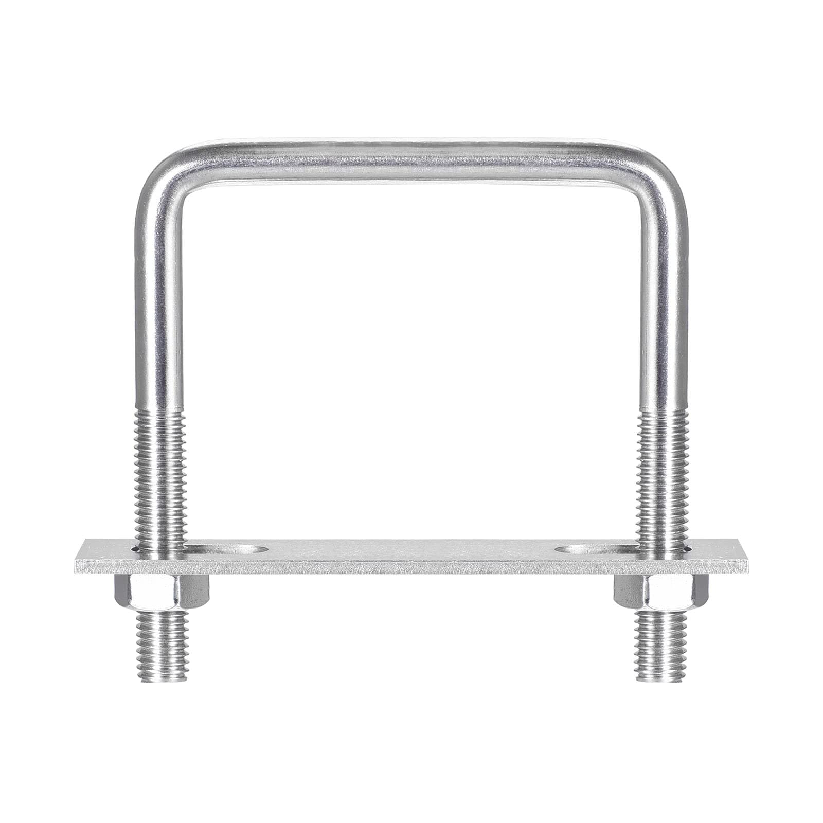 TA-VIGOR M10 Square U-Bolts, 95mm Inner Width 100mm Length 304 Stainless Steel U-Bolts with Nut, Plate for Attaching Piping Conduit Cable Tube Brackets Boat Trailer