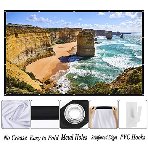 120 Inch Projector Screen - 16:9 HD Portable Outdoor Projector Screen Foldable Anti-Crease Outdoor Indoor Movie Screen Support Double Sided Projector Screen for Home - Thumbnail 2