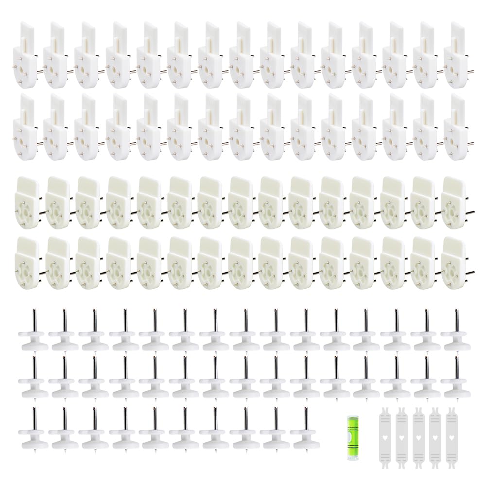WYAN 100 Pcs Non-Trace Picture Hook for Hard Wall,Invisible Nail Screws Wall Hooks,Picture Hanging Kit for Picture Frame Fixing,for Hard Wall Picture Frame Easel(3 Styles)
