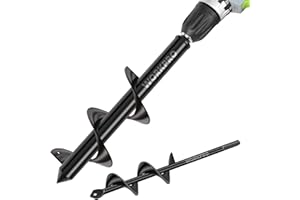 WORKPRO 2-Piece Auger Drill Bit, 1.6"x 9" and 3"x12" Garden Auger Spiral Drill Bit for 3/8" Hex Drive Drill, Hole Digger