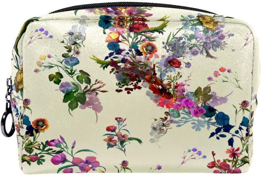 Floral Flowers Colorful Make Up Cosmetics Pouch Bag Case Multifunction Portable Toiletry Organizer for Travel Makeup Utensils