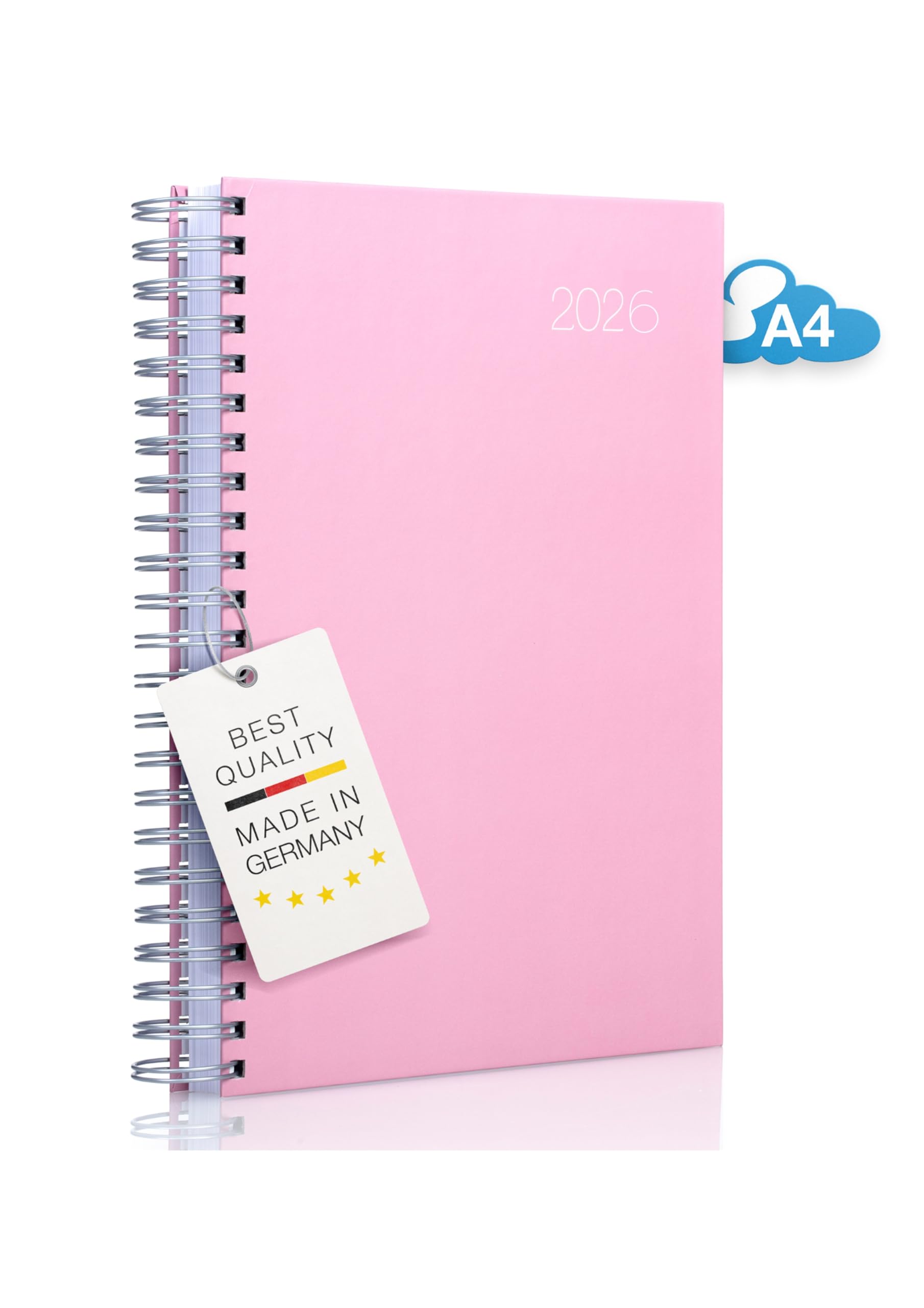 2025 The BIG One – STRAWBERRY ICE - Daily Planner & Desk Calendar | Spiral-Bound A4 Page-a-Day Diary | 400 Pages | Made in Germany | edition cumulus©