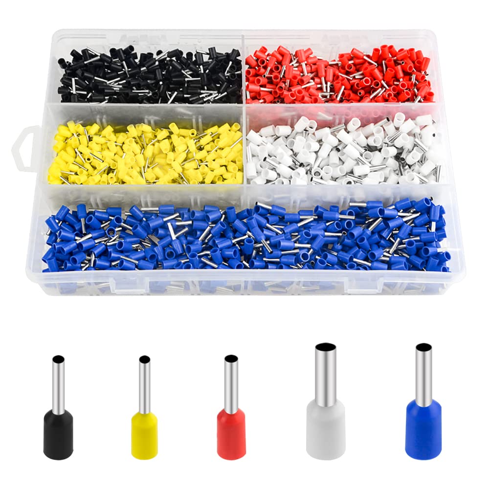 WMYCONGCONG 1800 PCS Ferrule Wire Copper Crimping Connector Insulated Cord Pin End Terminal Assortment Kit 14 16 18 20 22 AWG