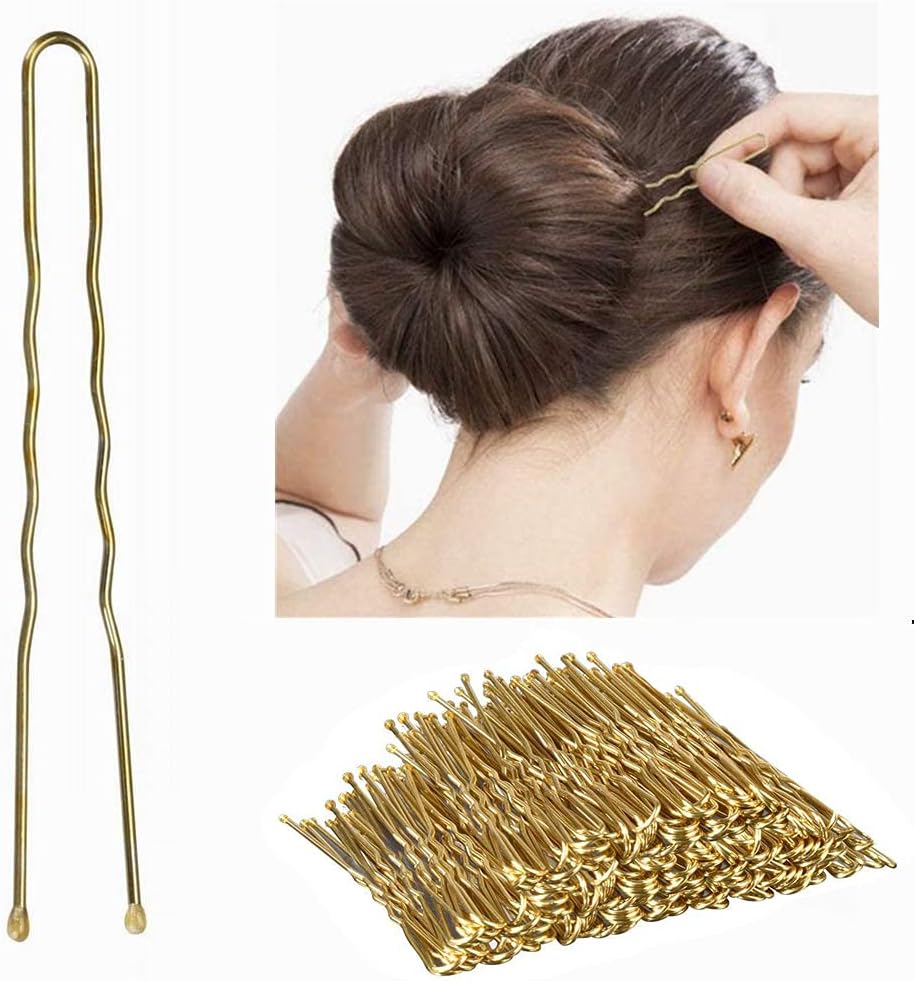 jingxinxin U Shaped Hair Pins Gold French Blonde Bobby Buns Clips Updos 100 Pcs