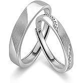 Meissa Wedding Bands for Women Men Couples Husband His and Hers Silver Travel Engagement Ring Matching Promise Ring Set Anniversary Gifts
