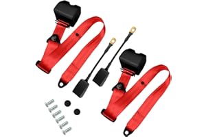 SKRSOUL 2 Set Universal 3pt Adjustable Retractable Lap Suitable for Modification Belts Kit for Go Kart,Club Golf Cart,Van,UTV,VR, Buggies, Minivan,Pickup and Truck (Red)
