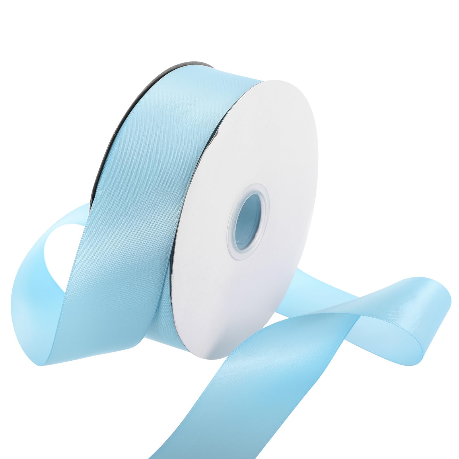 Rebower 38mm Satin Ribbon 46m Thick Double Face Grosgrain Silk Ribbon, [for Gift Wrapping, Hair Bows, Wedding, Cake, Flower] - 50 Yard/150ft/Light Blue