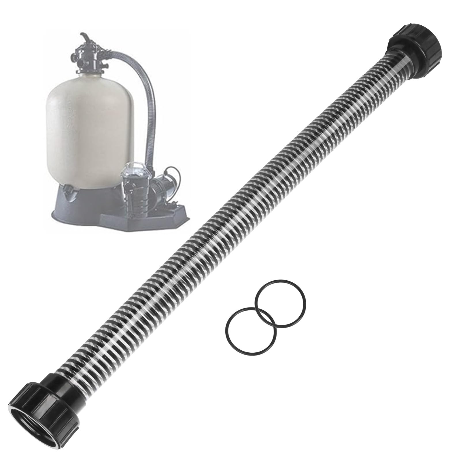 Photo 1 of 155710 Pool Pump to Filter Hose Assembly for Pentair to Sand Dollar Filter, compatible with Sta-Rite Crystal-Flo Sand Filter Hose - (30" Length)