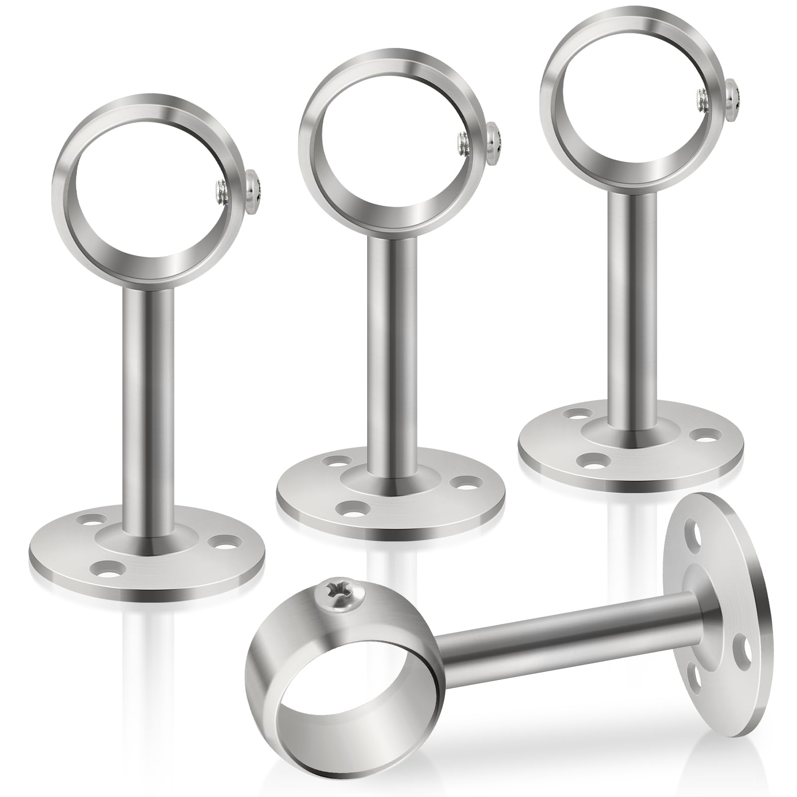 Photo 1 of TOKPLNU Ceiling Curtain Rod Holder, 1 1/4Inch Heavy Duty Curtain Rods Bracket for Wall, Stainless Steel, Silver Ceiling Rod Hooks Hangers, Set of 4