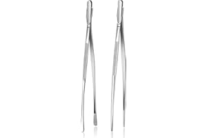 Fox Run Stainless Steel Kitchen Tweezers, Set of 2 Cooking Tweezers with Engraved Grip Pads, 12"