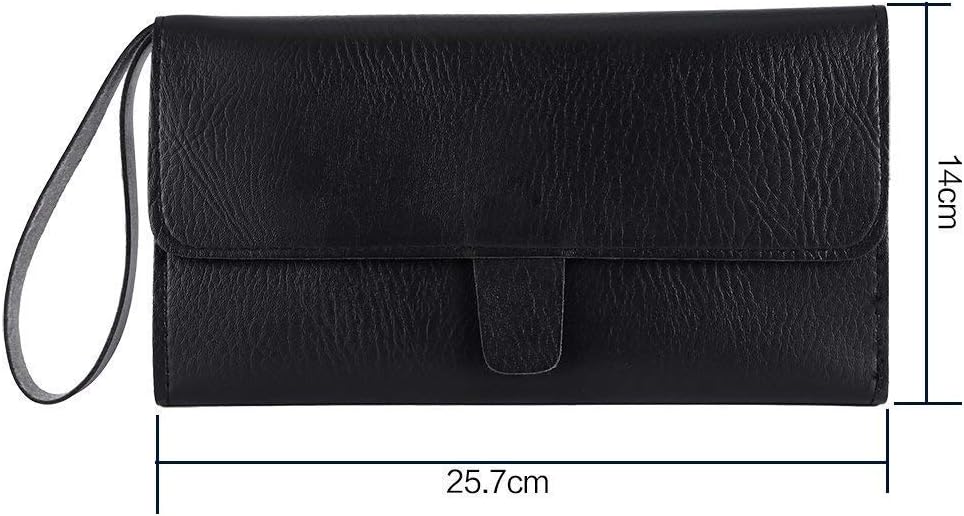 Yosoo Foldable Hair Scissor Bag, PU Leather Scissors Waist Pack Barber Hairdressing Tool Pouch Case Black - Image 3