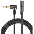 CableCreation Headphone Extension Cable 6FT, 3.5mm Aux Male to Female TRRS Audio Stereo Cable, Right Angle Auxiliary HiFi Cable with Silver-Plating Copper, 24K Gold Plated (Microphone) for Car Stereo