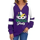 Roshop St Patricks Day Shirts Women Loose V-Neck Cute Long Sleeve Holiday Green Lucky Clover Irish Shamrock Shirts