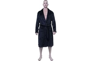 XING YE CHUAN Men's Fleece Robe, Warm Plush Bathrobe