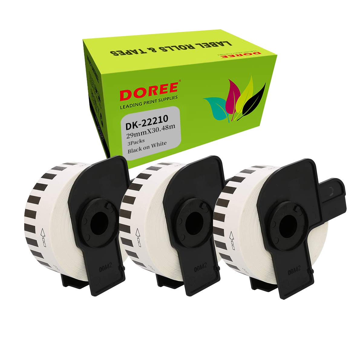 3×DOREE DK-22210 DK22210 29mm x 30.48m Compatible Continuous Paper Label Tape for Brother P-Touch QL-1110NWB QL-1100 QL-1060N QL-1050 QL-500 QL-500A QL-500BW QL-570 QL-580 QL-700 (3 Packs)