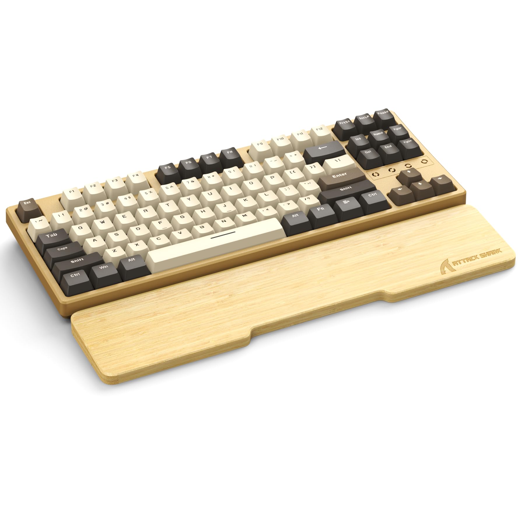 Attack Shark 87 Keys Natural Bamboo Wrist Rest,Ergonomic Keyboard Wrist Support for Improved Typing Gaming Comfort,Eco-Friendly,Moisture-Resistant,Wood Feel,Non-Slip,for 75%/80% Layout Quiet Keyboard