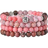 Fengling 4 PCS Beaded Crystal Bracelet for Women 8mm Natural Gemstones Handmade Bracelet for Girls Healing Stretch Bracelets Crystal Jewelry for Women Gifts