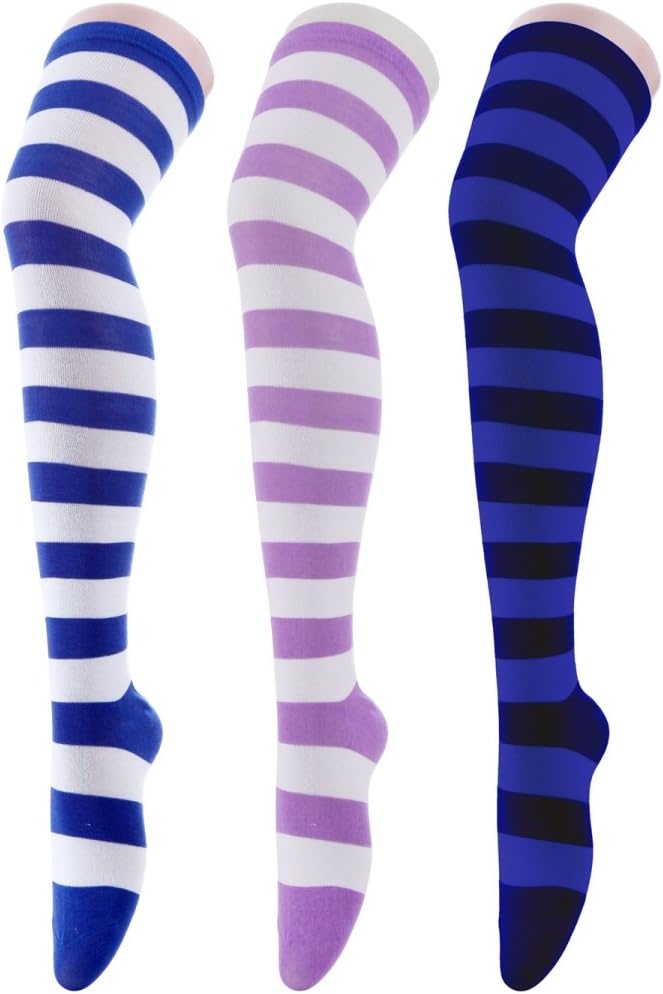 Womens Long Striped Socks over Knee Thigh High Socks Stocking