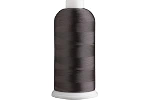 SUPERPUNCH Super B Polyester Embroidery Thread, 40wt Large Spool 5000m, Embroidery Thread for Commercial & Domestic Machine, 175 Popular Colors Machine Embroidery Thread, 100% Polyester - Light Black 117
