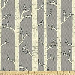Ambesonne Birch Fabric by The Yard, Tree Branches