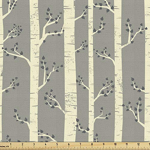 Ambesonne Birch Fabric by The Yard, Tree Branches
