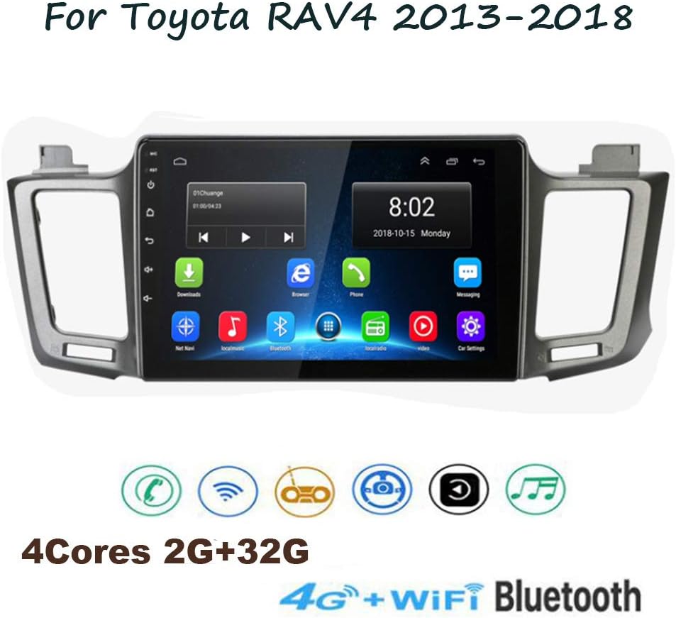 TypeBuilt Android Car Stereo 10 Inch Android 8.1 HD Touchscreen GPS Navigation for Toyota RAV4 2013-2018 Bluetooth Support 4G Wifi Screen,Mirror Link,Radio Tuner
