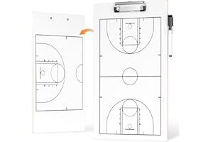 QUEENLINK Basketball Coaching Board, Double-Sided Tactical Marker Board with Full and Half Court, Dry Erase Clipboard for Basketball Coaches, Includes a Marker