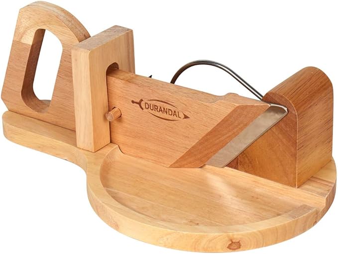 Durandal salami cutter made of wood, Ideal bacon slicer and sausage