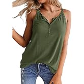 Onedreamer Womens Henley Tank Tops Button Up Shirts Workout Summer Casual Sleeveless Tunics Loose Fit Tees Blouse
